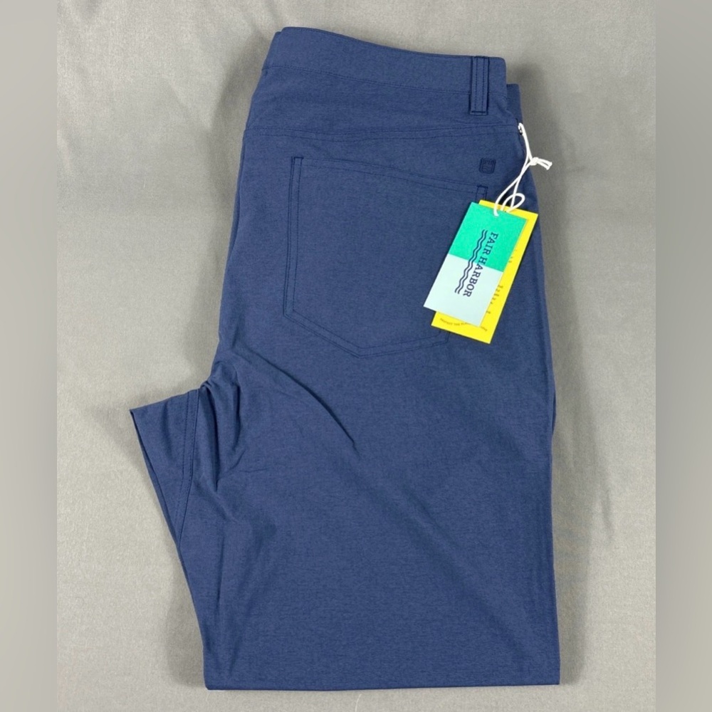 Fair Harbor Golf Pants Compass 36 x 30 Navy Blue Polyester